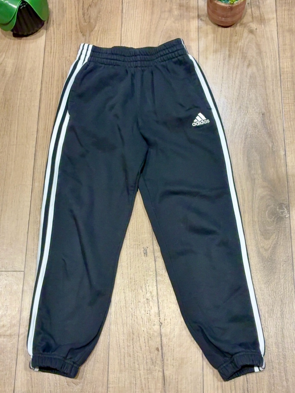 adidas Black Jogger Pants with White Side Stripes